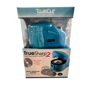 TrueCut TrueSharp 2 Power Rotary Blade Sharpener Teal Blue 28mm 45mm 60mm NEW